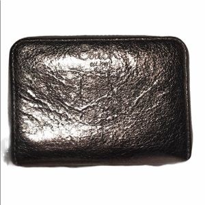 Coach Mini Zip Coin Card Wallet Metallic Silver
